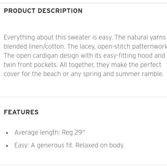 Eddie Bauer White Cardigan linen/cotton hooded size L - Picture 4 of 16